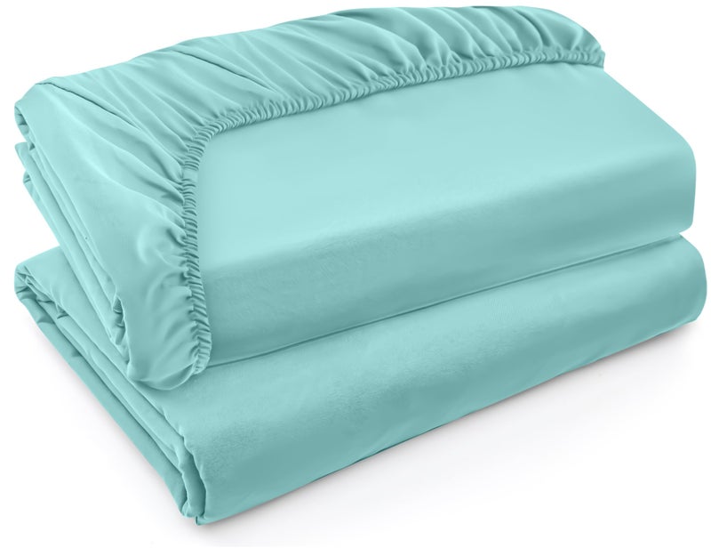 Utopia Bedding Twin XL Fitted Sheets  Bulk Pack of 2 Bottom Sheets  Soft Brushed Microfiber  Deep Pockets  Shrinkage  Fade Resistant  Easy Care Twin XL Spa Blue