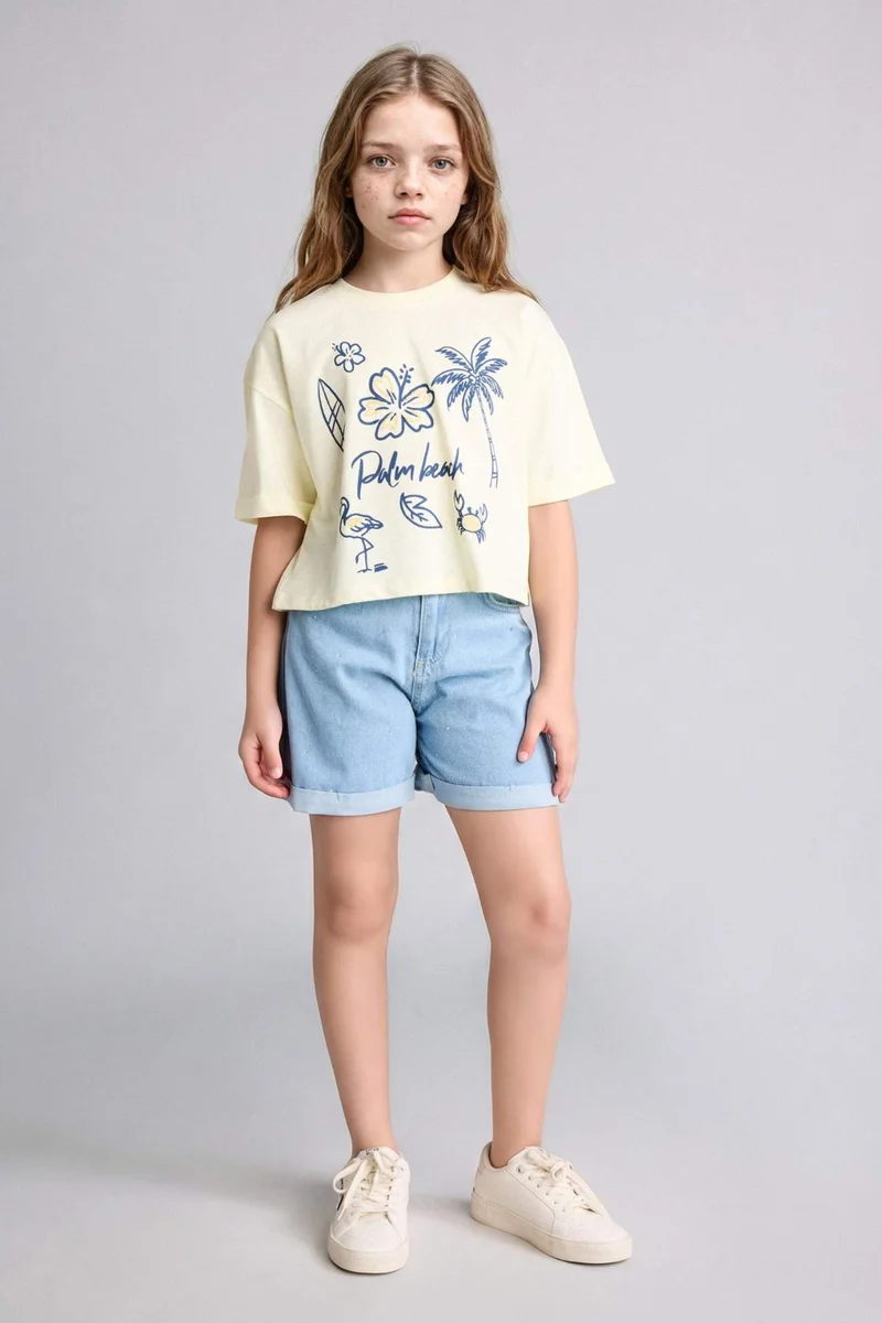 ديفاكتو Girl Ice Blue Denim Shorts