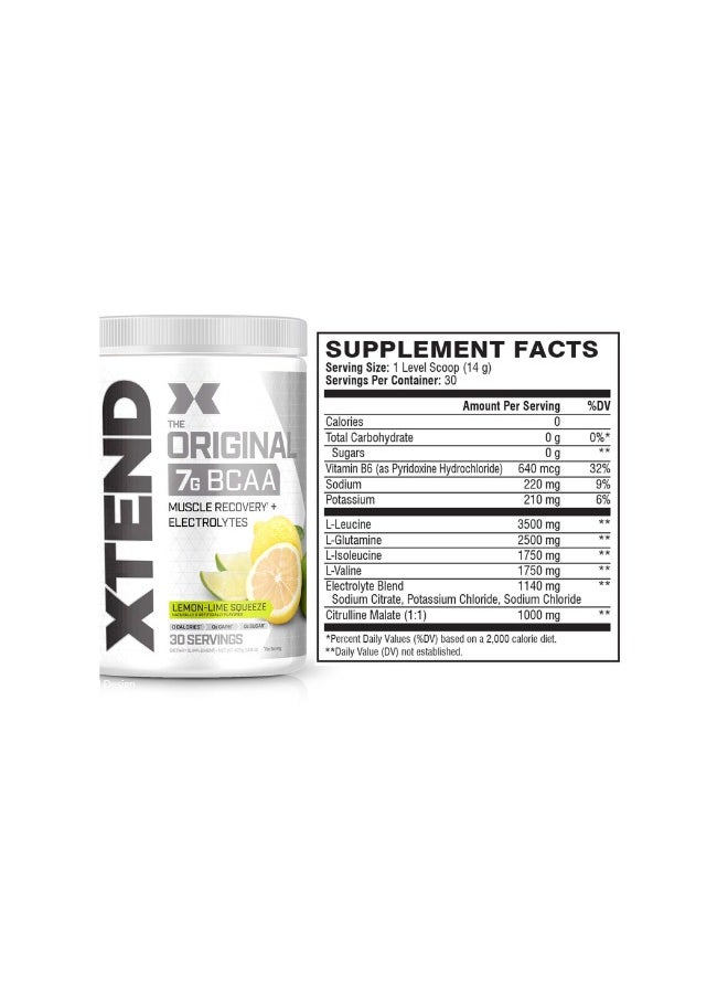 XTEND Xtend The Original 7G BCAA Muscle Recovery + Electrolytes, Lemon-Lime Squeeze Flavor - 30 Servings  - Image 2