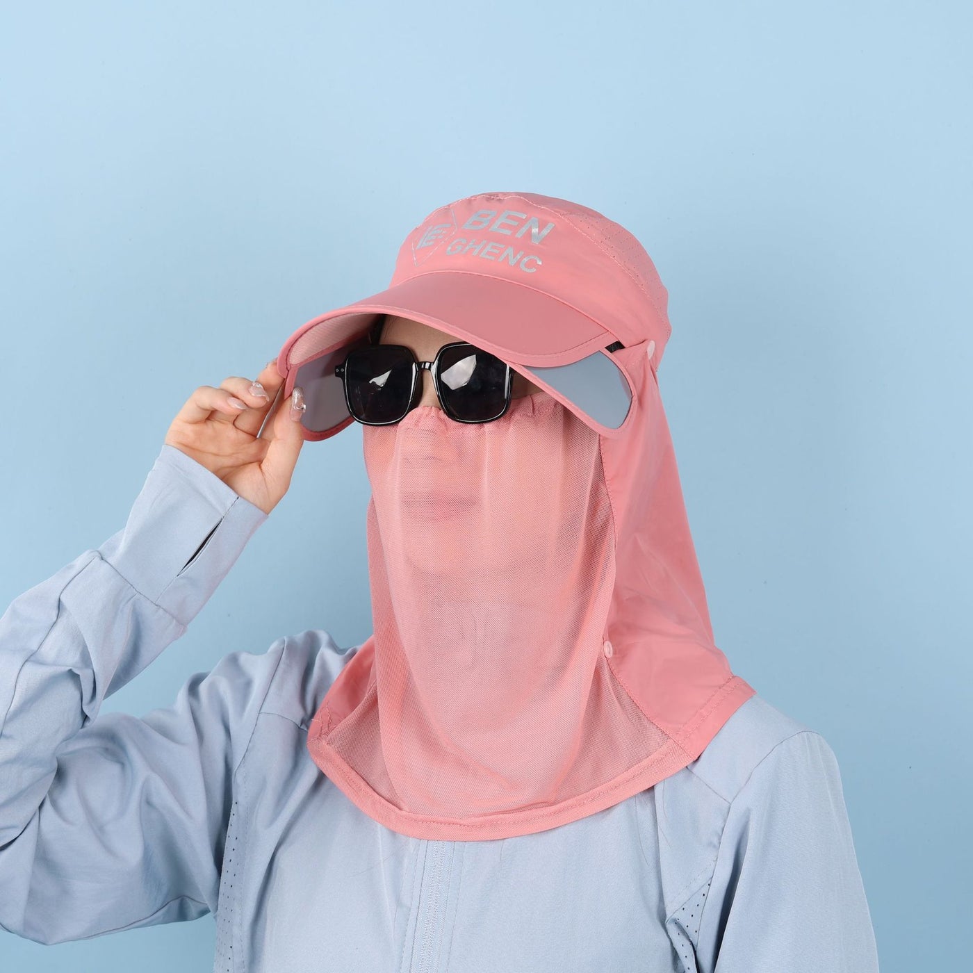 Generic Sunscreen Hat Summer Thin Women'S Riding Outdoor Sun Protection Uv Protection Tea Picking Hat Windproof Fisherman Travel Sun Hat 