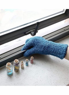 SYOSI Cleaning Gloves, 2 Pairs Microfiber Auto Dusting Cleaning Gloves Washable Cleaning Mittens for Kitchen House Cleaning Cars Trucks Mirrors Lamps Dusting Cleaning (Blue, Green)  - Image 2