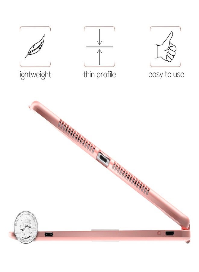typecase غطاء لوحة مفاتيح Typecase Touch لأجهزة iPad مقاس 10.2 بوصة (الجيل التاسع/الثامن/السابع)، وAir 3، وPro مقاس 10.5 بوصة - لوحة لمس متعددة، قابلة للدوران 360 درجة، إضاءة خلفية بـ 11 لونًا، رفيع وخفيف، ذهبي وردي - Image 4