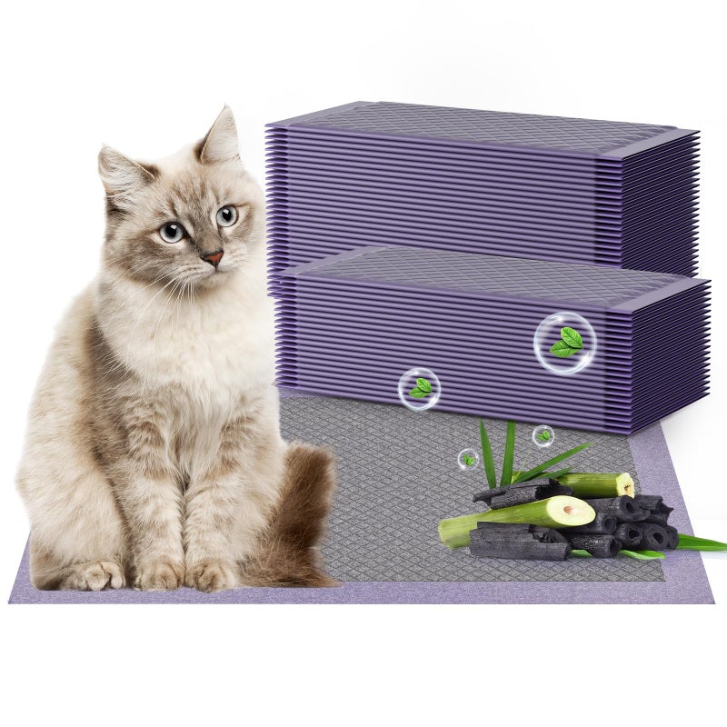Gardner Pet Cat Pad Refills for Litter Box, 16.9"x11.4" Odor Control Cat Pee Pads with Activated Carbon for Breeze Litter System(50Counts/Purple) - Image 1