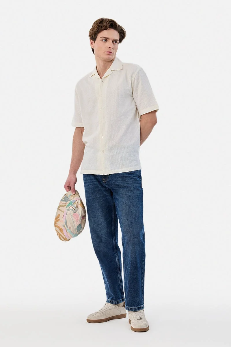 سنيتش قميص قطني محكم بنسيج بارز