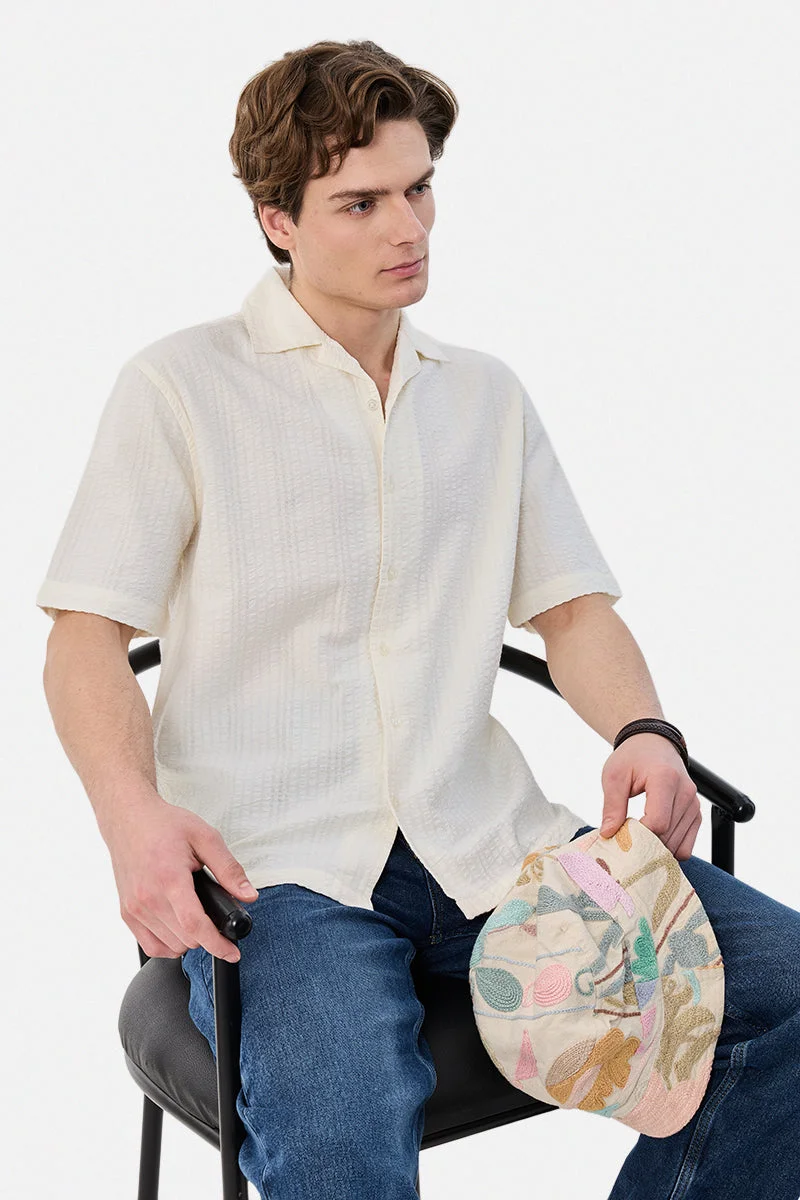 SNITCH Box Fit 100% Cotton Textured Shirt