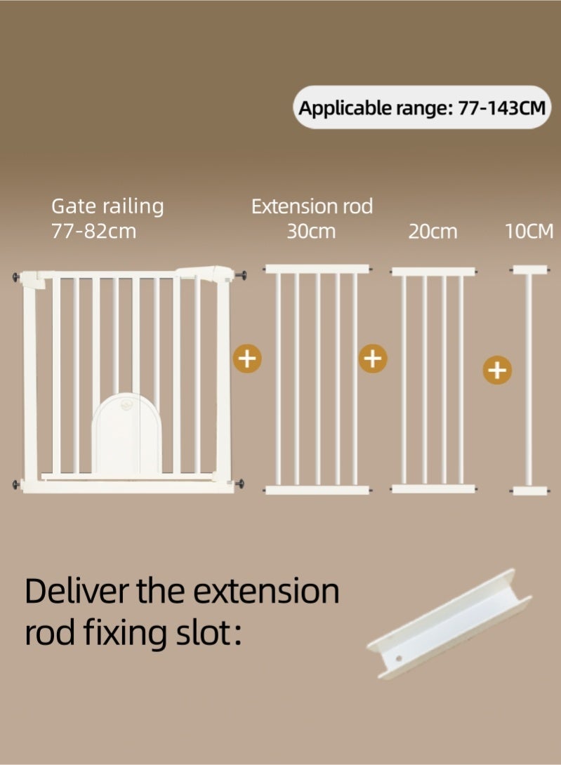 Cheart Baby All-in-1 Baby Gate with Small Cat Door,  Maximum Width is 143cm Including 10+20+30cm Extension Rack, Adjustable Safety Barrie for Stairs, Windows, Doorways, Easily Extended, Wall Protection, White - Image 2