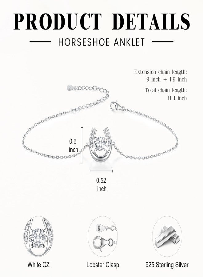 ACJNA 925 Sterling Silver Horseshoe Anklets for Women Horse Jewelry Ankle Bracelets for Women - Image 5