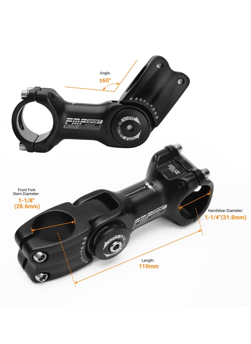 Excefore Bike Stem, 110mm Adjustable MTB Stem, Aluminum Alloy Mountain Bike Handlebar Riser Extender, for Most Mountain Bike Road City Bike MTB  - Image 3