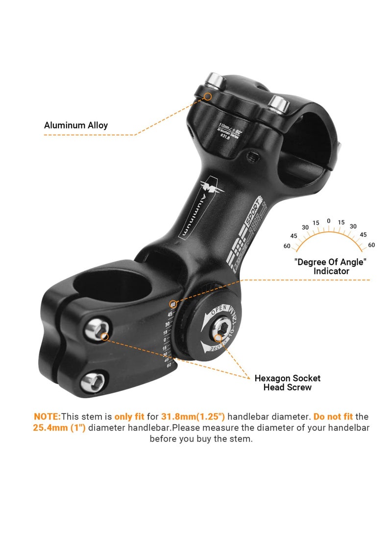 Excefore Bike Stem, 110mm Adjustable MTB Stem, Aluminum Alloy Mountain Bike Handlebar Riser Extender, for Most Mountain Bike Road City Bike MTB  - Image 4