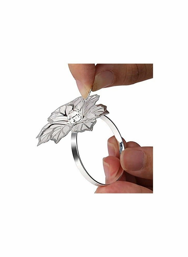 Barakah Hollow Out Metal Flower Napkin Ring Holder Set of 10 - Image 3