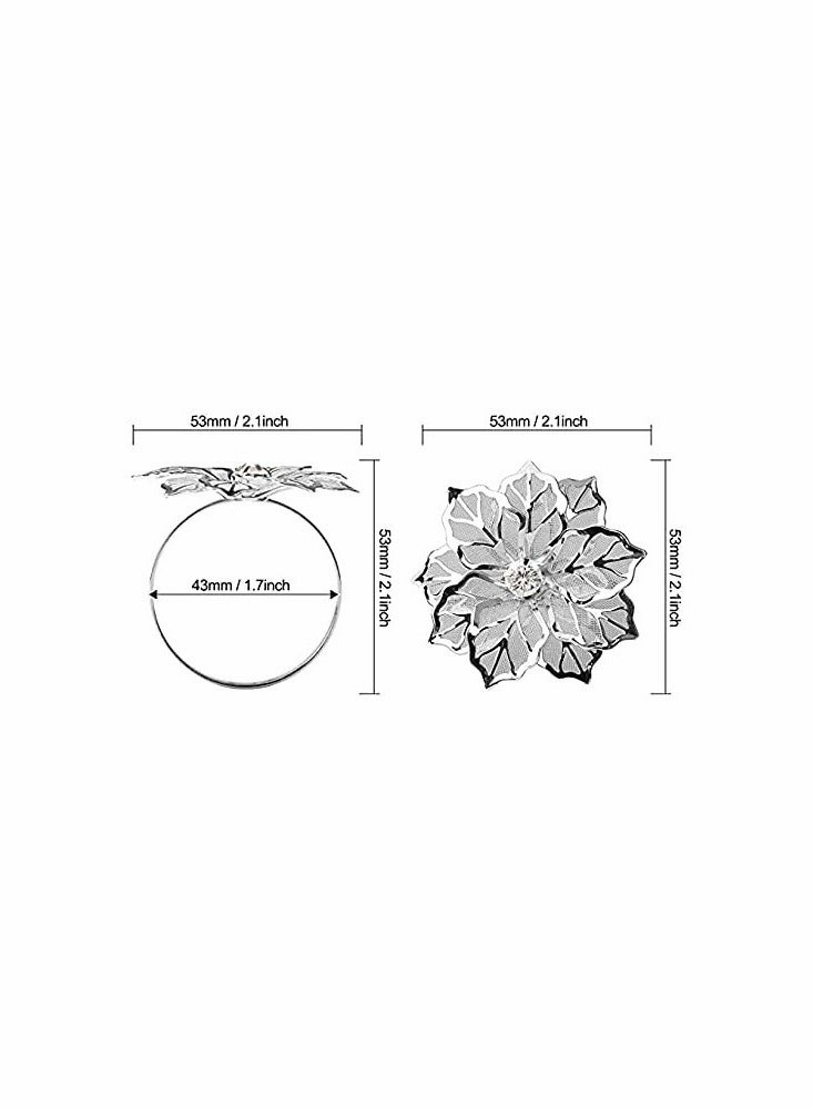 Barakah Hollow Out Metal Flower Napkin Ring Holder Set of 10 - Image 4