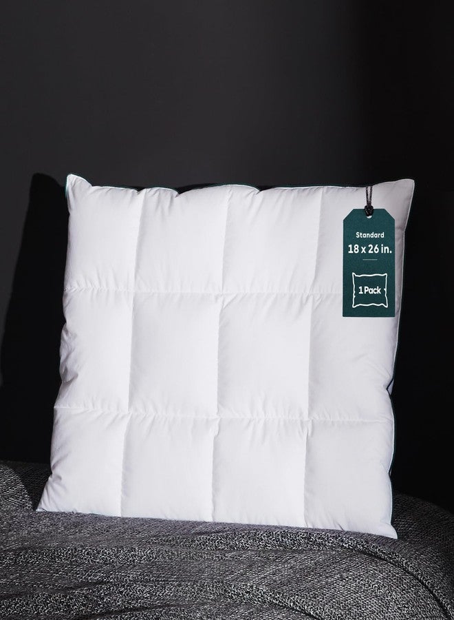 Three Geese Ultra Thin Flat Goose Down Feather Pillows for Sleeping Standard Size, 2.5" Height, 100% Cotton Cover, Ultra Slim Hotel Collection Bed Pillow for Stomach, Back Sleeper, 18x26 in. - Image 1