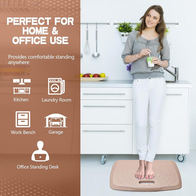 ergohead 3/4 Inch Portable Anti Fatigue Standing Mat with Massage Points, Comfort Foot Standing Pad for Office Desk with Handle, Cushioned Kitchen Mat for Office & Home (Rose Gold, 17" X 22") - Image 5