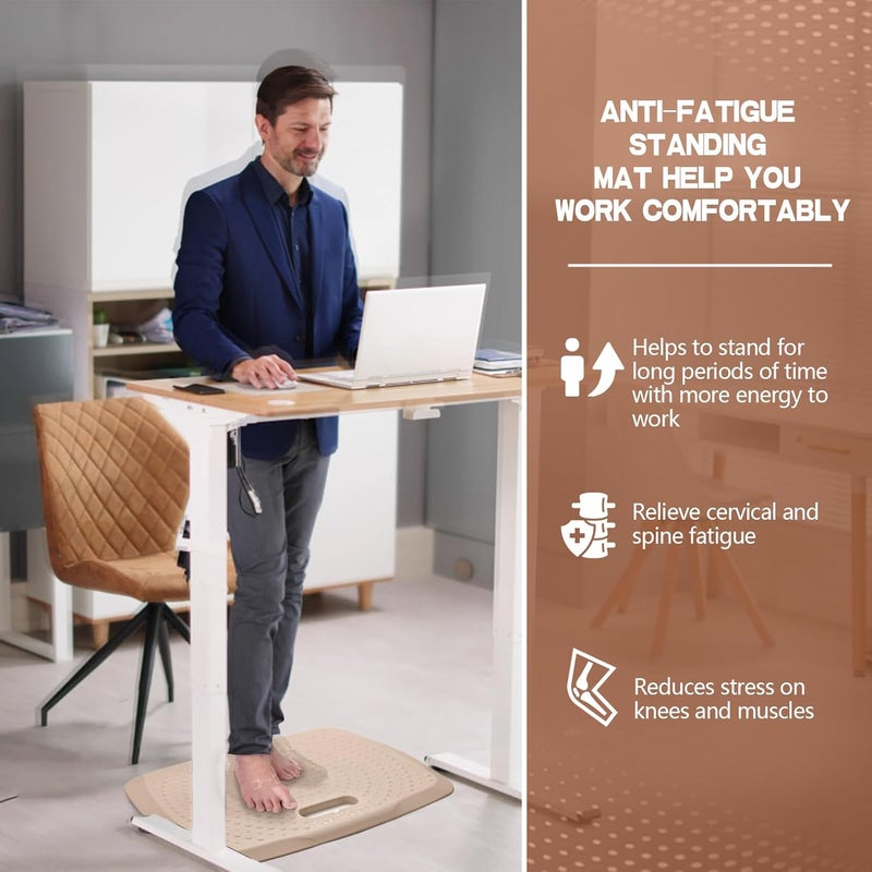 ergohead 3/4 Inch Portable Anti Fatigue Standing Mat with Massage Points, Comfort Foot Standing Pad for Office Desk with Handle, Cushioned Kitchen Mat for Office & Home (Rose Gold, 17" X 22") - Image 2