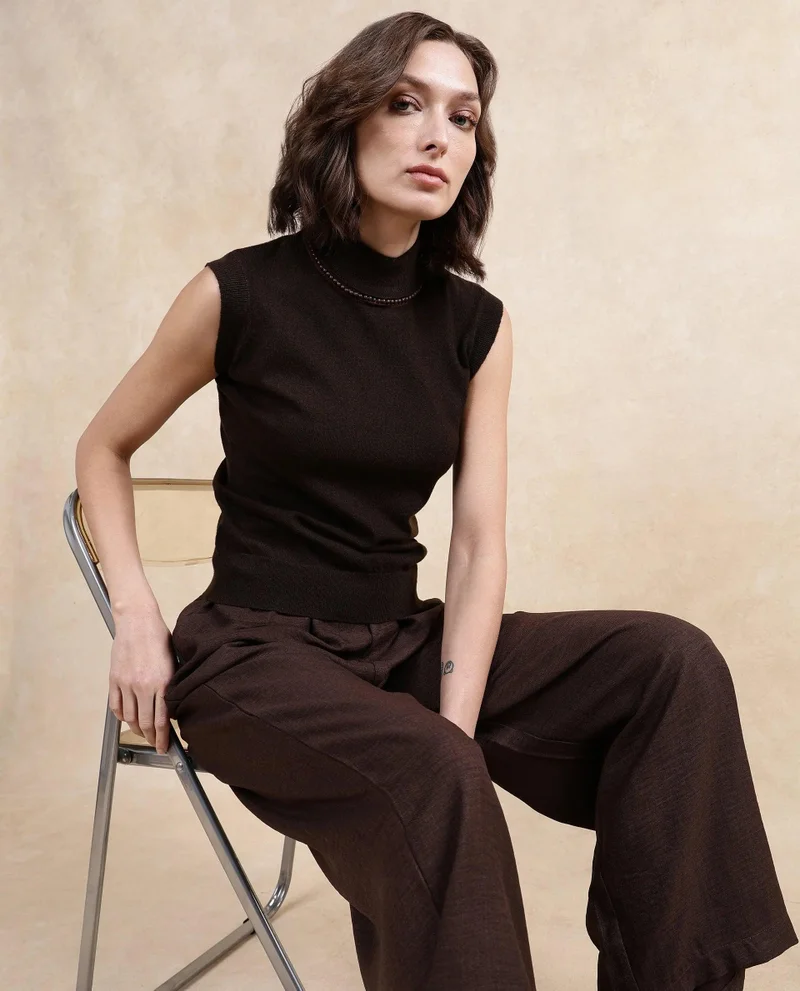 Rareism Women's Knit Top With Pearl Detail