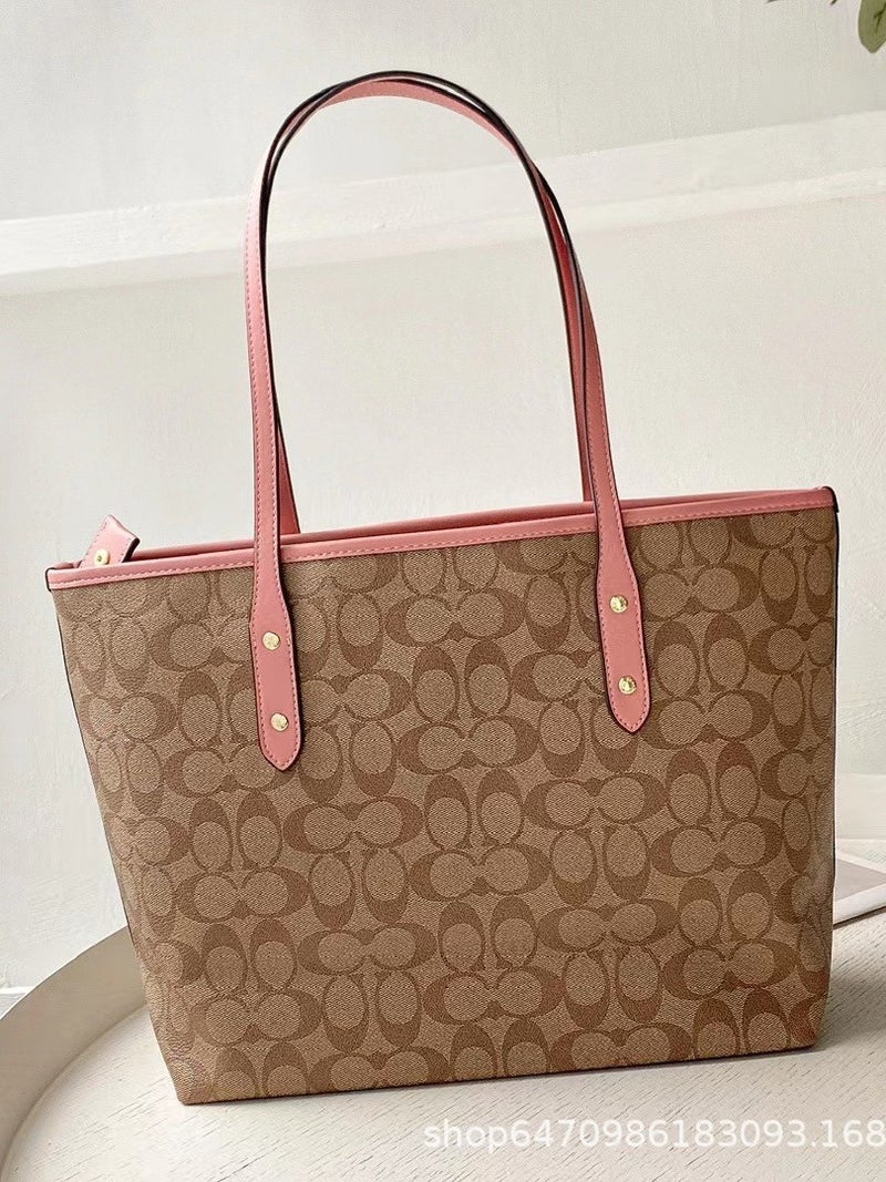2022 New Women'S Bag Classic Old Flower Zipper Shopping Bag Pvc Portable Mommy Tote Bag Shoulder Tote Bag - Image 4