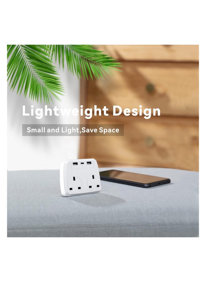 Baytion Multi Plug Extension Power Adapter with 2 USB,Double Extender Wall Charger Socket 2 Way Dual Multiple Electrical Outlet Adaptor - Image 5