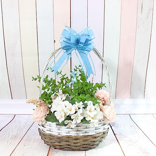 WEWILUCK Gift Wrap Bows Big, Blue Bow for Gift Baskets, Flower Bouquet, Paper, Pull Bows for Gift Wrapping, Gift Bag, Box, Baby Showers, Hanukkah(6 inches, 15PCS) - Image 4