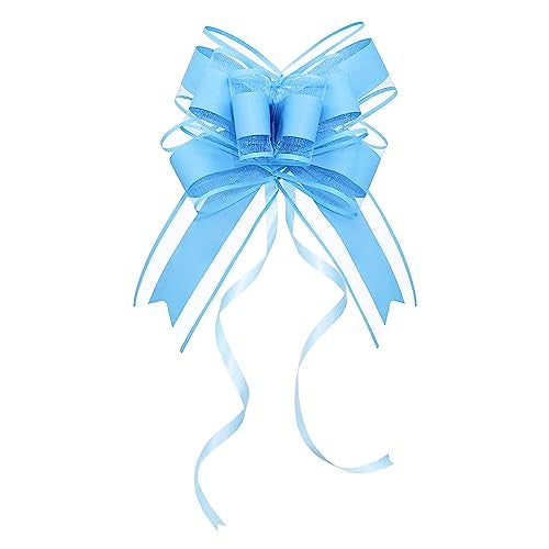 WEWILUCK Gift Wrap Bows Big, Blue Bow for Gift Baskets, Flower Bouquet, Paper, Pull Bows for Gift Wrapping, Gift Bag, Box, Baby Showers, Hanukkah(6 inches, 15PCS) - Image 1