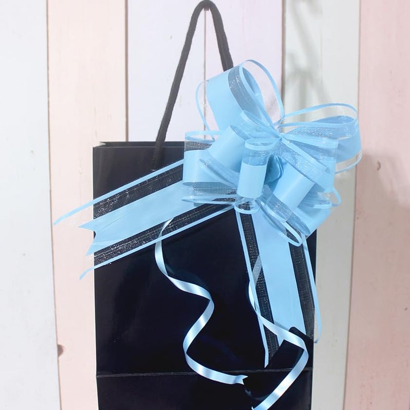 WEWILUCK Gift Wrap Bows Big, Blue Bow for Gift Baskets, Flower Bouquet, Paper, Pull Bows for Gift Wrapping, Gift Bag, Box, Baby Showers, Hanukkah(6 inches, 15PCS) - Image 3