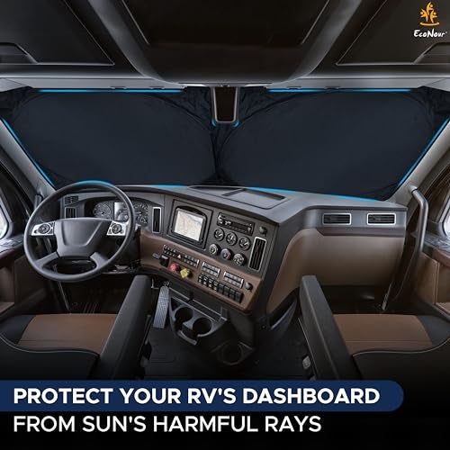 EcoNour RV Windshield Sunshade | Reflective RV Windshield Cover for UV Rays & Heat Protection, Keeps Your RV Motorhome Cool | Shades for RV Fits RVs, Trucks, Motorhomes, Buses | XXXXX-Large 102"x51" - Image 2