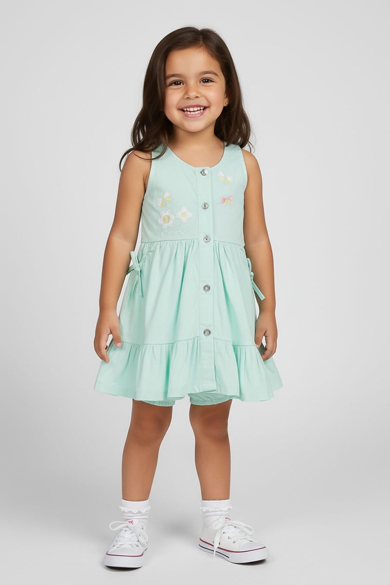 Nanette lepore Toddlers Girl 3 Piece Embroidered Dress Headband And Underwear, Mint Green - Image 1