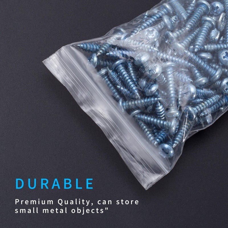 WOW DING Small Plastic Bags, 300 PCS Mini Baggies, 3 Assorted Sizes, Transparent Jewelry Bag Reclosable, Clear Bag, Resealable Poly Bags for Pill, Beads, Screws, Packaging - Image 5