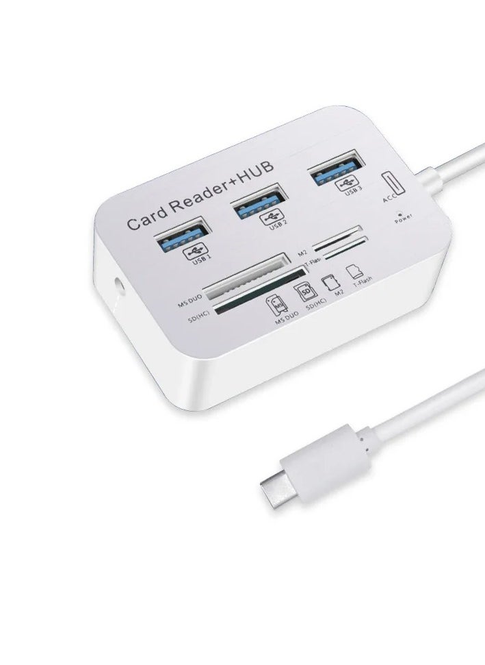 ماركة غير محددة قارئ بطاقات متعدد + موزع USB Type-C – مثالي لأجهزة اللابتوب والهواتف الحديثة!  - Image 1