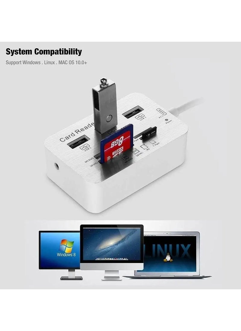 ماركة غير محددة قارئ بطاقات متعدد + موزع USB Type-C – مثالي لأجهزة اللابتوب والهواتف الحديثة!  - Image 3