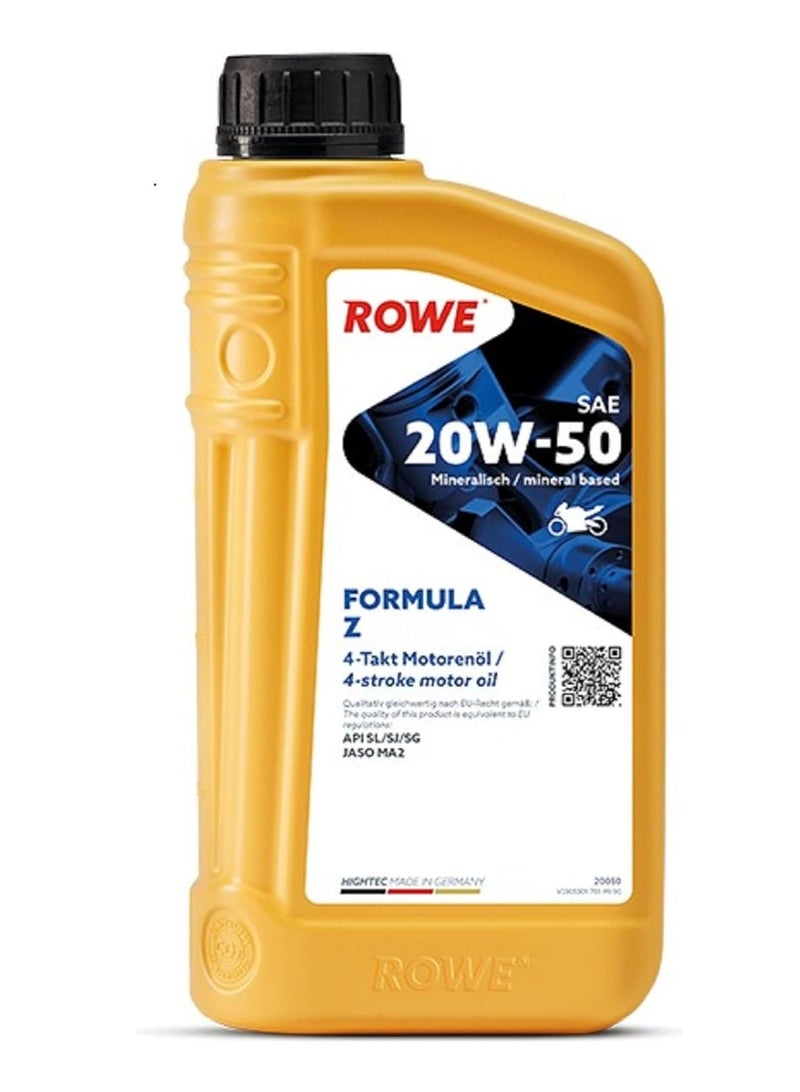 ROWE HIGHTEC FORMULA SAE 20W-50 Z -1 Ltr. For 4-stroke Motor Bike Oil 4T, High-Performance Engine Oil (Germany)