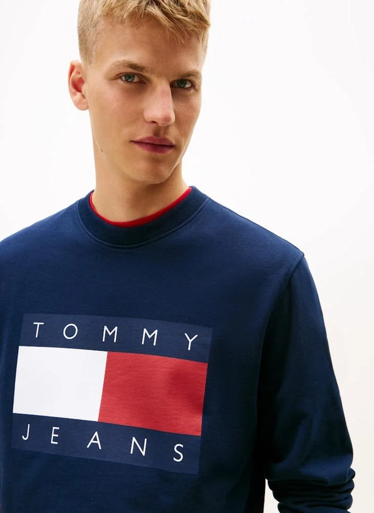 Flag Badge Terry Crew Neck Jumper
