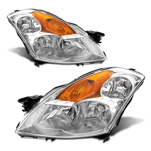 ADCARLIGHTS Headlight Assembly Pair for 20072009 Nissan Altima 4DR Sedan Halogen Only Clear Lens Chrome Housing Amber Reflector Left Right WO Bulbs - Image 1