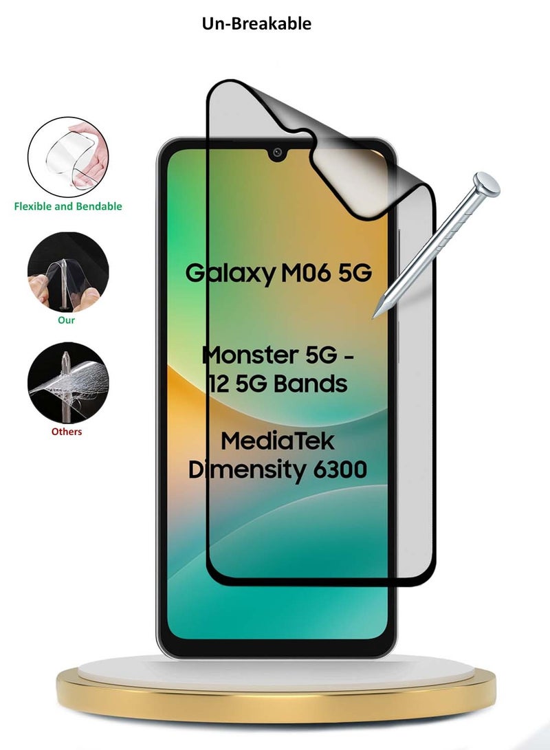 Wtech Samsung Galaxy M06 5G 2025 / Samsung Galaxy F06 5G 2025 Premium Nano Ceramic Full Glue Full Cover Matte Flexible Screen Protector (MSCNMN) - Clear/Black - Image 4