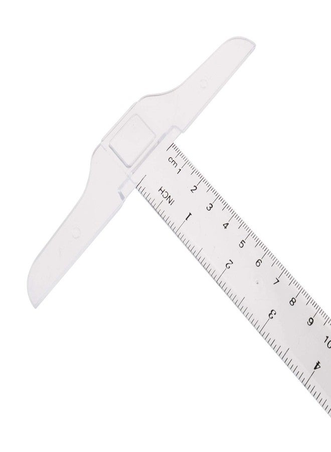 تيج مسطرة قياس بلاستيكية شفافة على شكل حرف T من Tegg، مقاس 30 سم/12 بوصة، ذات وجهين - Image 3