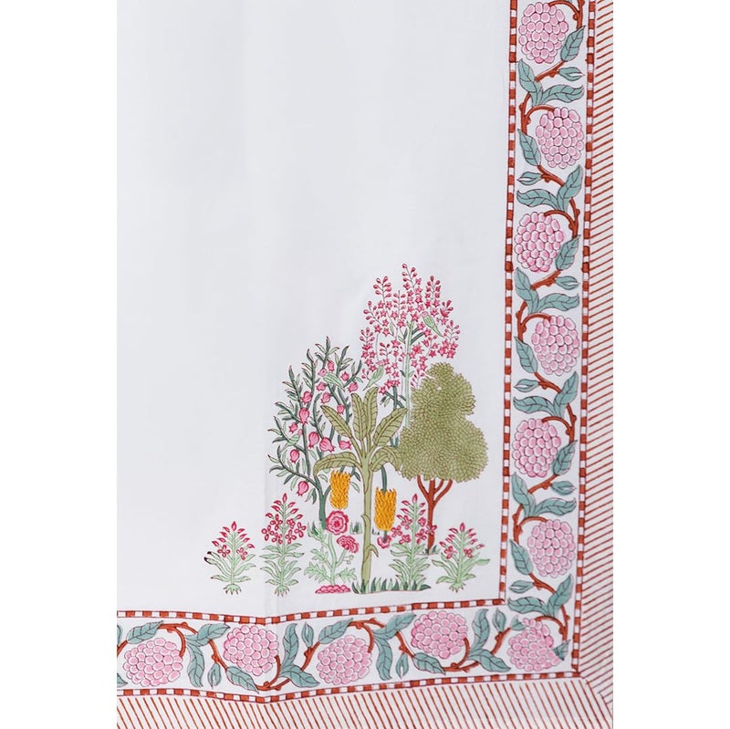 Baarno Darakht Handblock Print Bedsheet with 2 Pillow Covers Percale Cotton 220 TC Double bedsheet 90 108inches Color White - Image 5