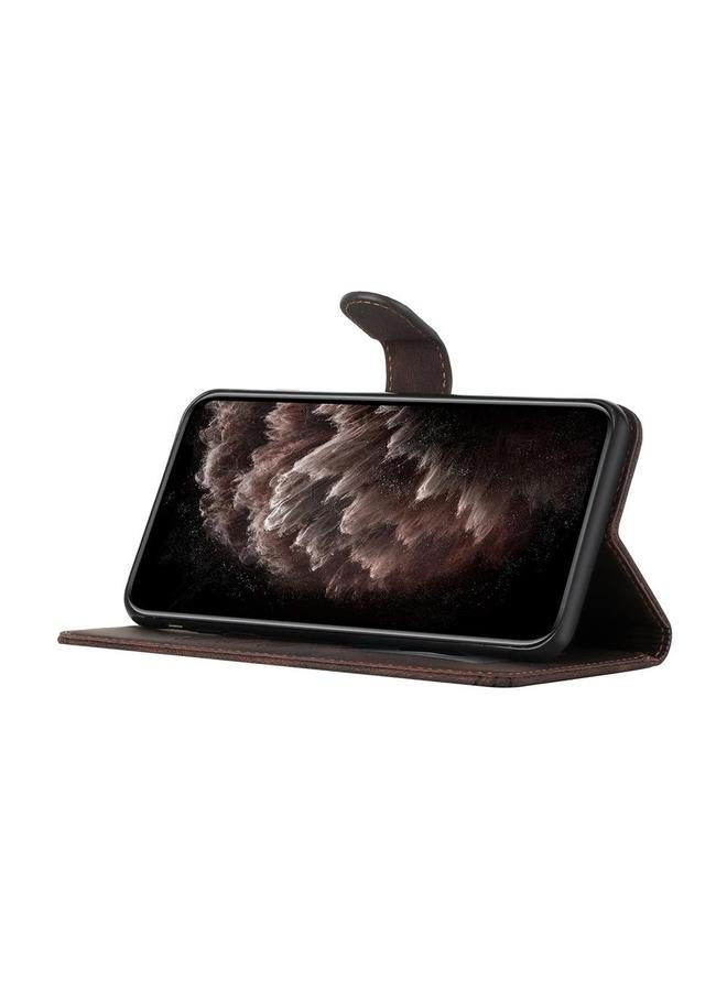 Green Tiger Case For Huawei P60 / P60 Pro Cubic Skin Feel Flip Leather Phone Case - Image 5