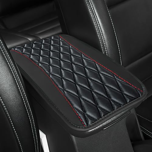 ongfuwu Car Center Console Cushion Pad 1272752 Leather Waterproof Auto Armrest Seat Box Protector Car Center Console Cover Universal Interior Decor Car Accessories for SUV Truck Black - Image 1