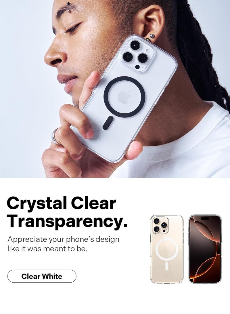 Caseology غطاء كابيللا ماغ لجهاز آيفون 16 برو ماكس مع ميغ سيف (2024) - شفاف أبيض - Image 3