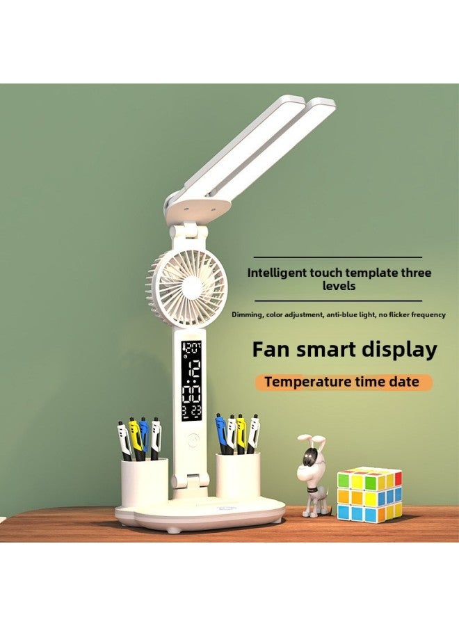 Table Lamp Filling And Inserting Dual-purpose Eye Protection Table Lamp Learning Bright Enough Dormitory Reading Desk Table Lamp Special Eye Protection Table Lamp For Students-Color:Fan-double-headed Clock Pen Holder-plug-in Type - Image 1