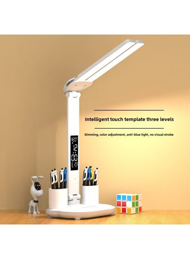 Table Lamp Filling And Inserting Dual-purpose Eye Protection Table Lamp Learning Bright Enough Dormitory Reading Desk Table Lamp Special Eye Protection Table Lamp For Students-Color:Fan-double-headed Clock Pen Holder-plug-in Type - Image 3