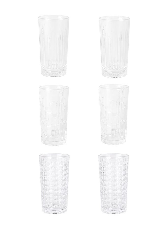 Ollieroo كؤوس هاي بال بنقوش بارزة، مجموعة من 6 كؤوس شرب بتصميم مختلط، 280 مل أكواب شرب متينة للكوكتيليات، الماء، العصير، البيرة، النبيذ - مجموعة زجاجيات إصدار خاص، آمنة للغسل في غسالة الصحون - Image 3