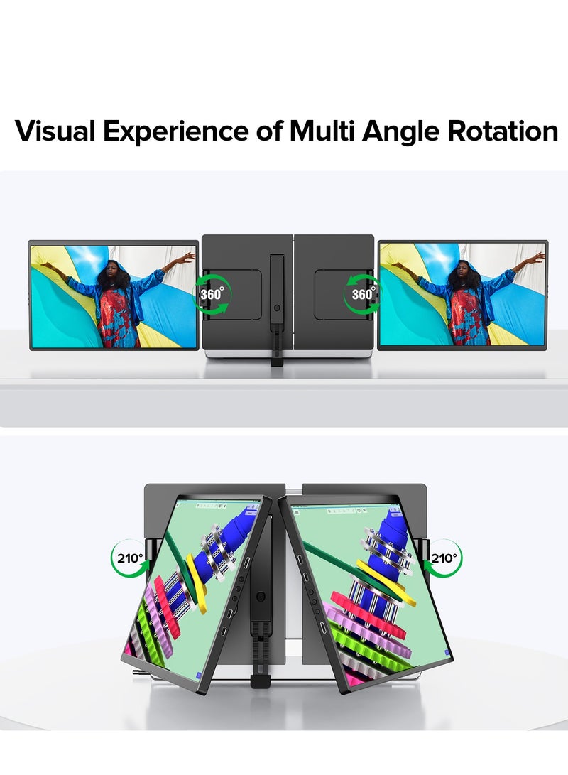أوبيرفكت شاشة UPERFECT المحمولة المزدوجة G12 مقاس 14 بوصة بدقة 2K | ألوان sRGB 100% | دوران تلقائي 180 درجة | منفذ HDMI/USB-C صغير مزدوج | شاشة IPS مضادة للعمى - Image 5