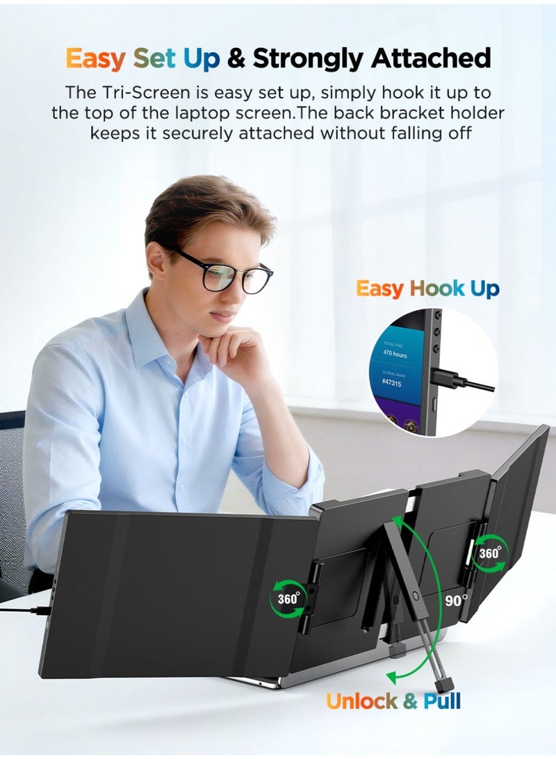 UPERFECT G12 14" 2K Dual Portable Monitor | 100% sRGB Colors | 180° Auto Rotation | Dual Mini HDMI/ USB-C Ports | Anti-Blind IPS Screen - Image 5