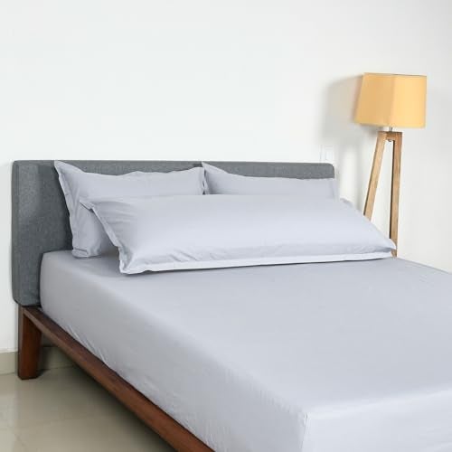 SleepyCat Cotton Solid Pillow Case with Envelope Closure - 1 Piece | Coloured with AZO-Free Dyes and Oeko-Tex Certified | Machine Washable, Dolphin Grey (Cuddle Size, 52X20 Inches),200 - Image 4