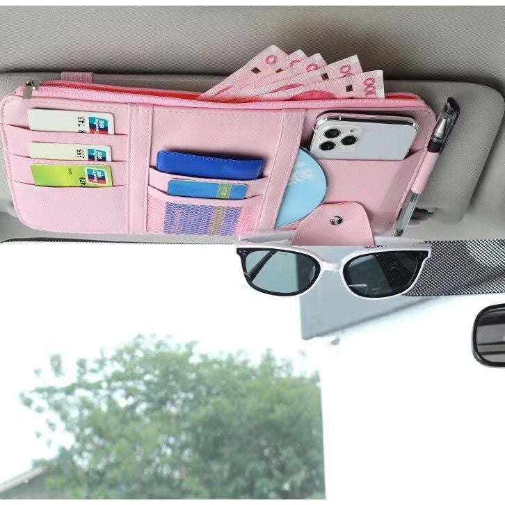 New Car Sun Visor Glasses Clip Zipper Car Bill Block Car Mobile Phone Certificate Clip Storage Bag - Image 1