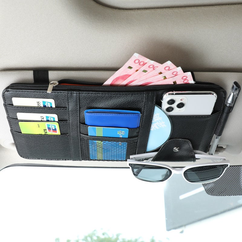 New Car Sun Visor Glasses Clip Zipper Car Bill Block Car Mobile Phone Certificate Clip Storage Bag - Image 4