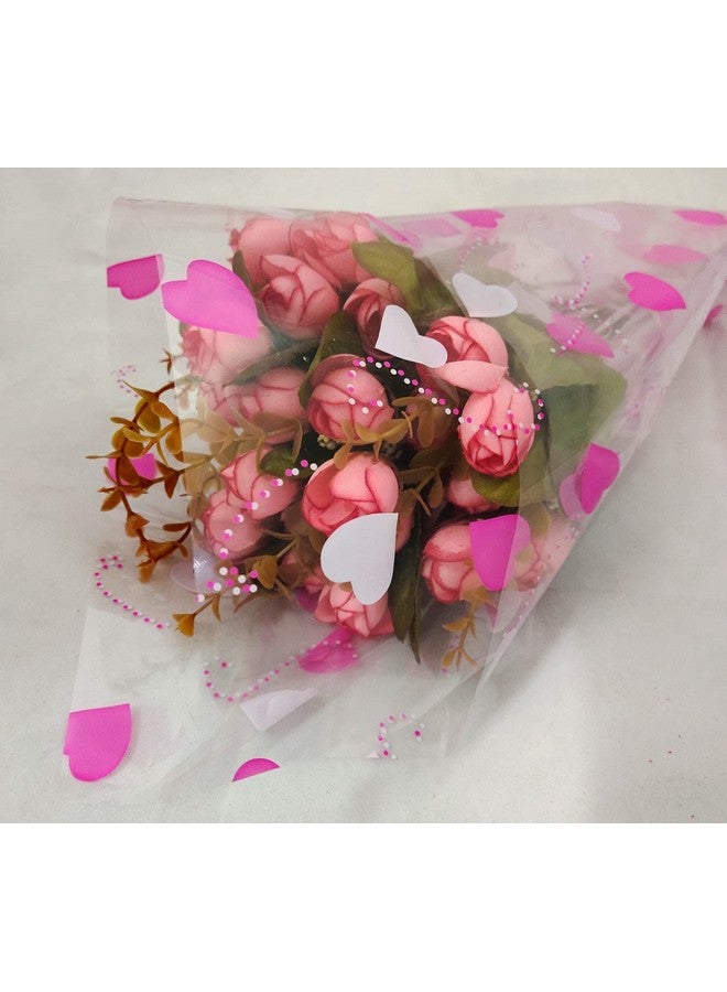 3A Featuretail 20 In x 25 In Heart Design Printed Transparent Cellophane Sheets For Gift Wrap, Baskets Hamper Packing, Flowers Wrapping (Pack of 30) (Blue & Pink) - Image 3