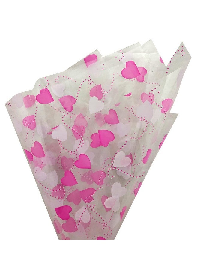 3A Featuretail 20 In x 25 In Heart Design Printed Transparent Cellophane Sheets For Gift Wrap, Baskets Hamper Packing, Flowers Wrapping (Pack of 30) (Blue & Pink) - Image 2