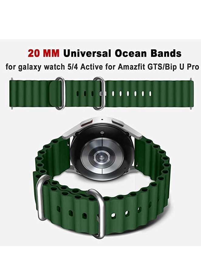 سوار ساعة سيليكون رياضي مقاس 20 ملم لساعة سامسونج جالاكسي 5/4 44 و40 ملم وجالاكسي 5 برو 45 ملم/ جالاكسي 4 كلاسيك 46 ملم 42 ملم/ ساعة جالاكسي 3/اكتيف 2 للنساء والرجال من اوشن - Image 2