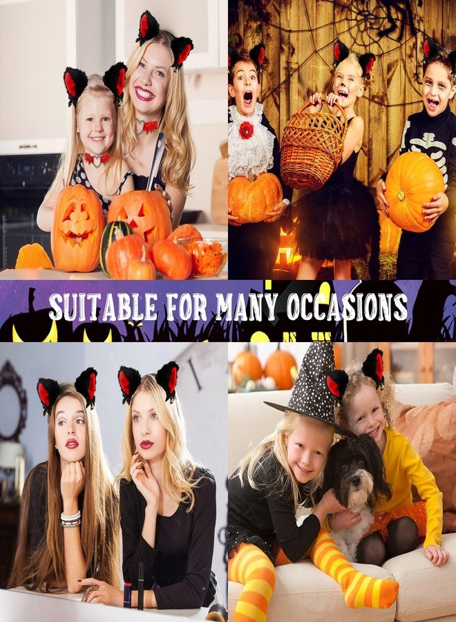 Amariver Fax Cat Ear Headband and Red Leather Choker with Heart Animal Headband for Halloween Cosplay Accessories Set for Theme Party Fluffy Cat Ear Hair Band with Bells - Image 3